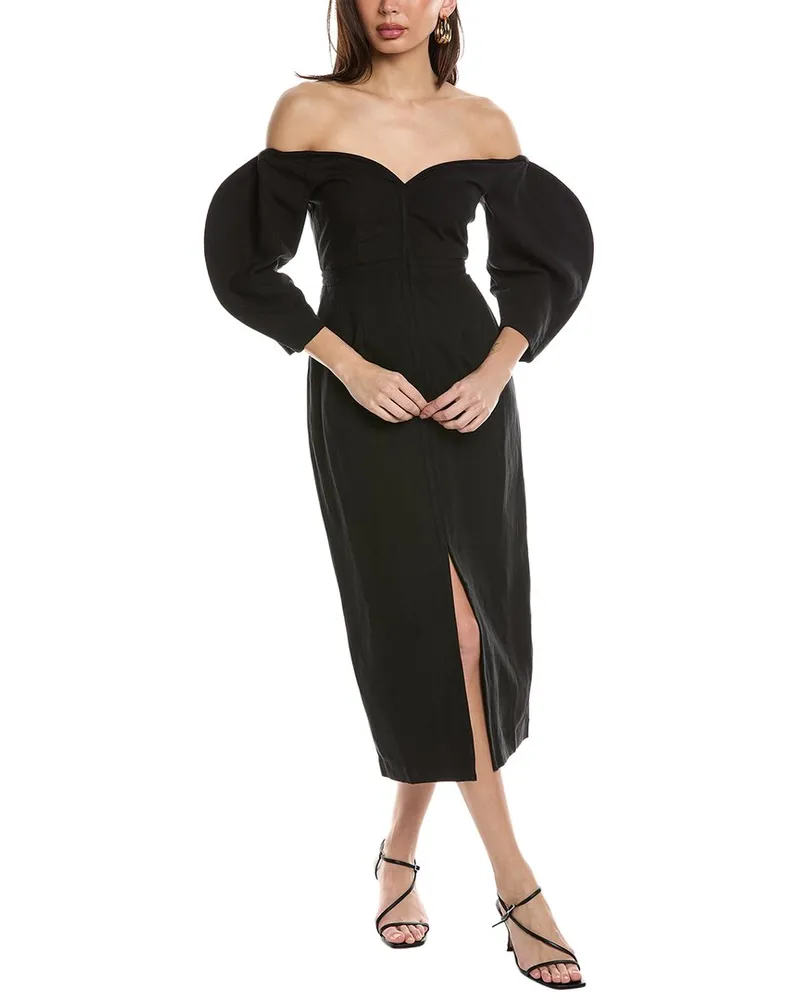 Mara Hoffman Leonara Linen-Blend Midi Dress Black