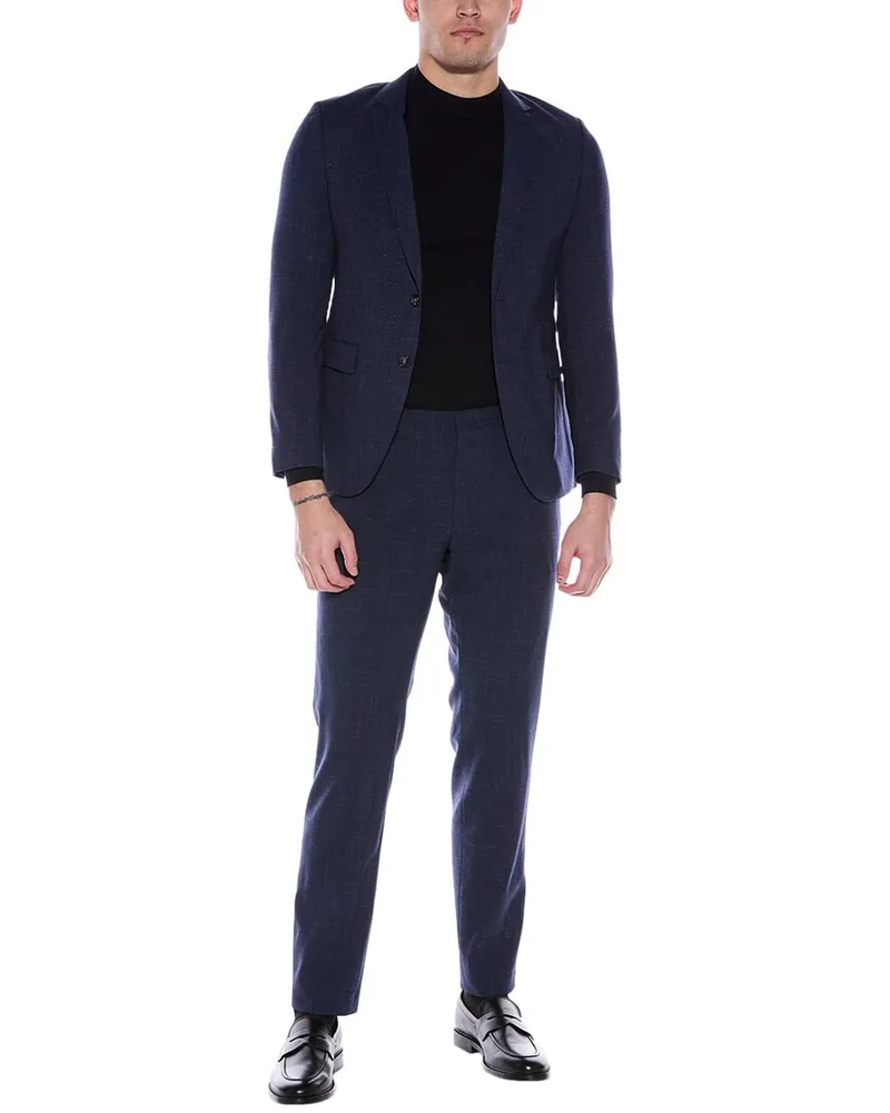 HUGO BOSS Slim Fit Wool & Linen-Blend Jacket Blue
