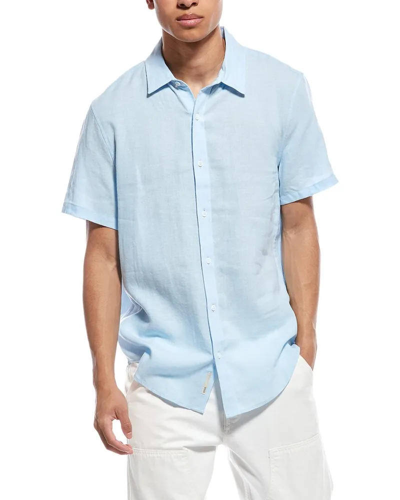 Onia Standard Linen-Blend Shirt Blue