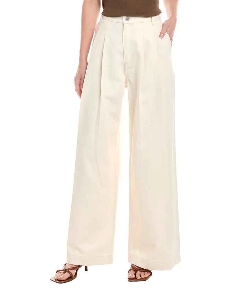 Theory Pleated Wide Leg Pant Beige
