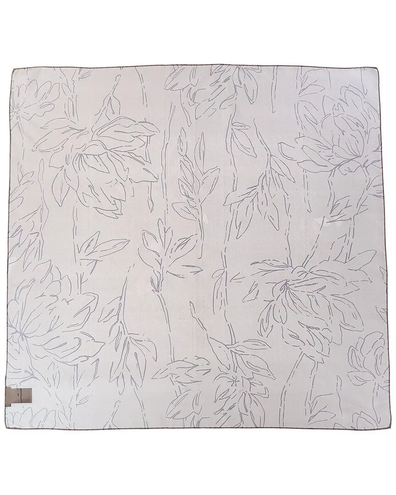 Brunello Cucinelli Magnolia Print Silk Scarf Green