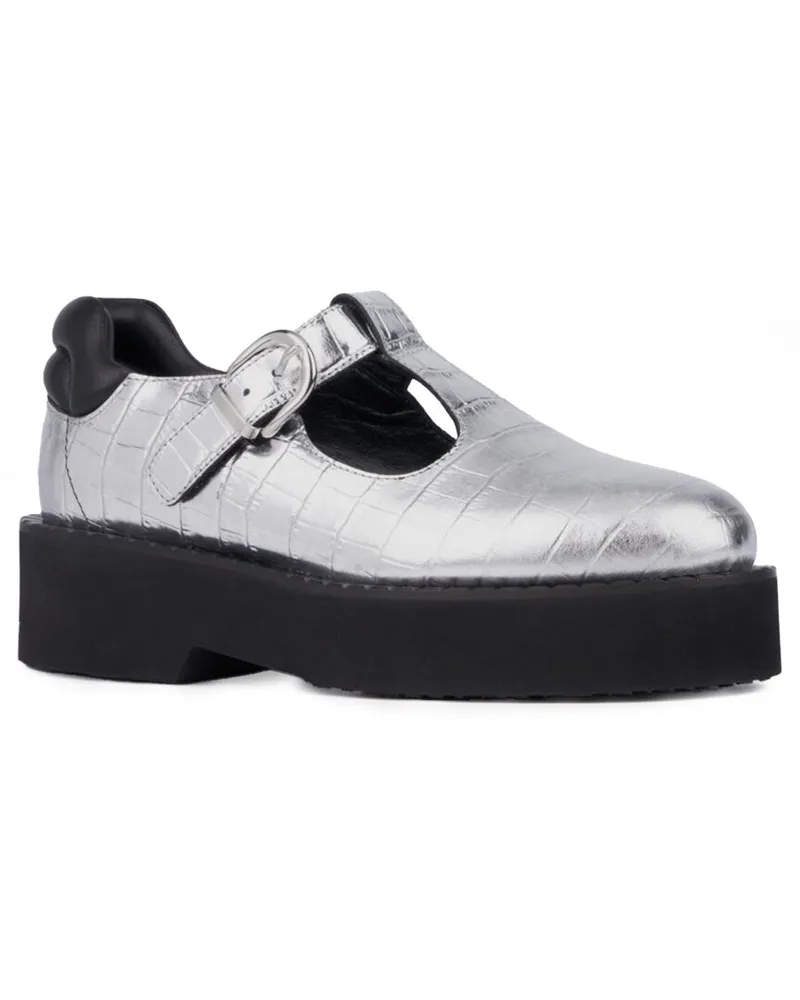 Aquatalia Malvina Weatherproof Leather Loafer Silver