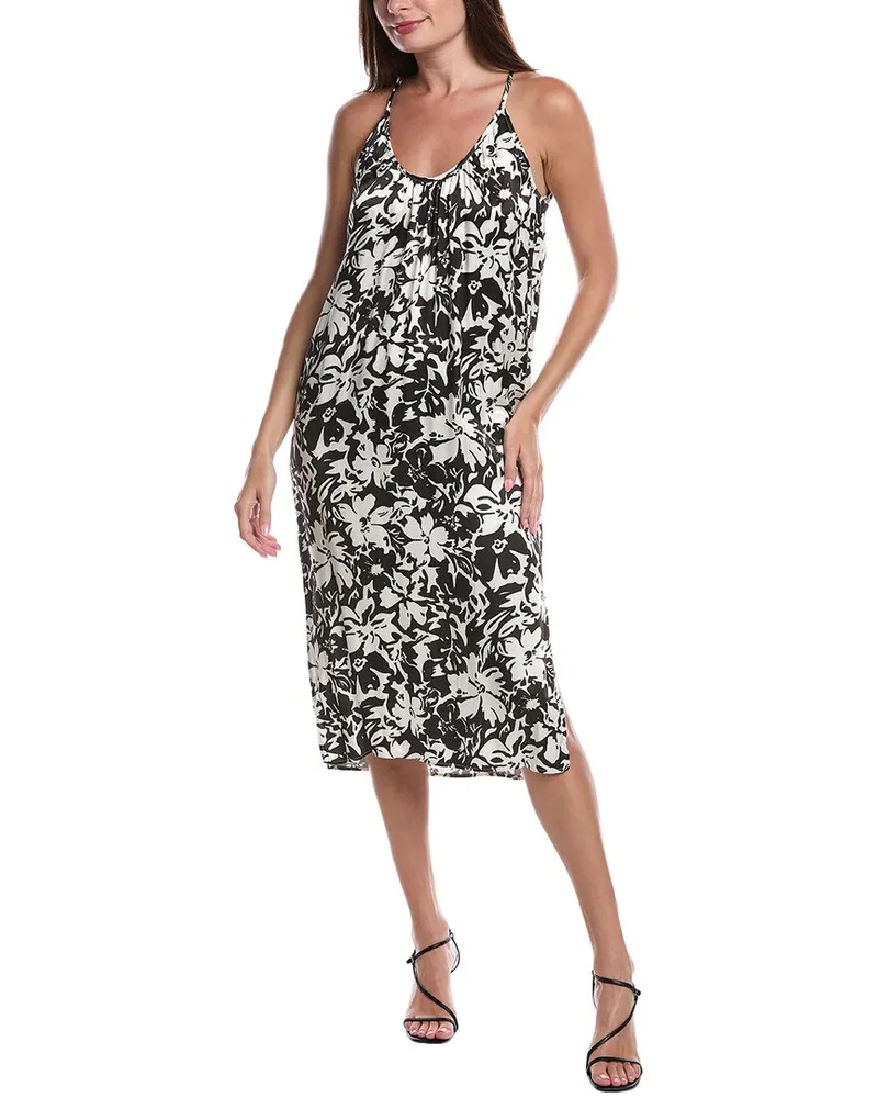 Nation Ltd Liliana Printed U-Neck Ruched Black