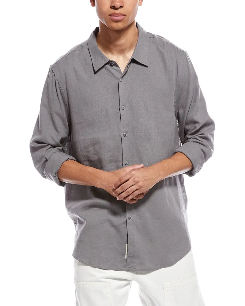 Onia Standard Linen-Blend Shirt Grey