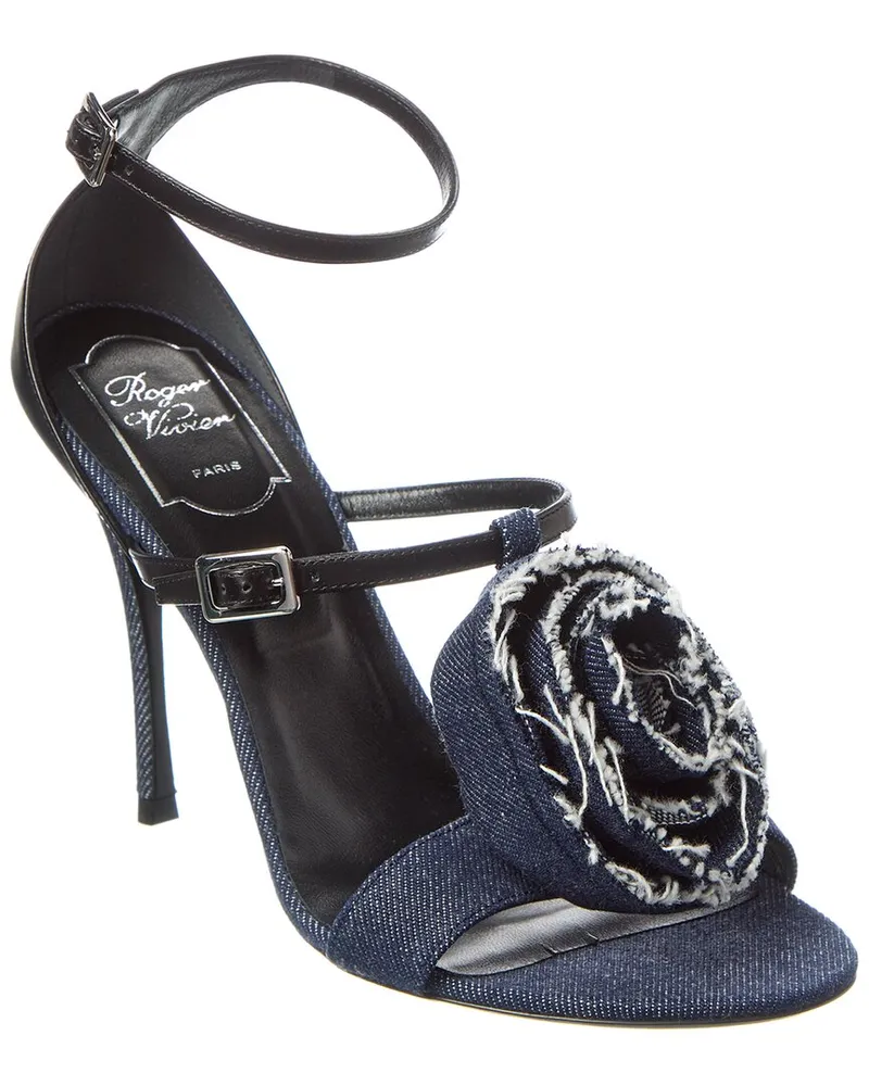 Roger Vivier Denim & Leather Sandal Blue