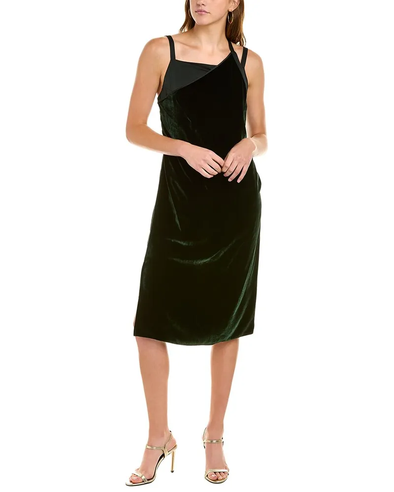 Helmut Lang Velvet Silk-Blend Slip Dress Green