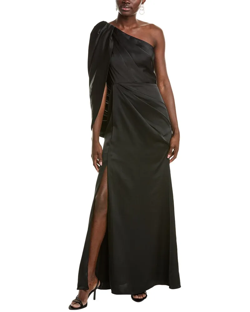 THEIA Tori One-Shoulder Gown Black