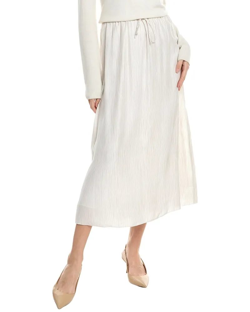 ATM Drawstring Silk Maxi Skirt Brown