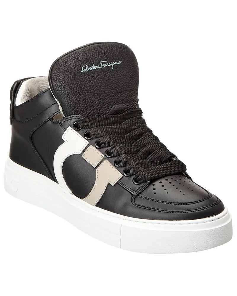 Ferragamo Marvelous Leather High-Top Sneaker Brown