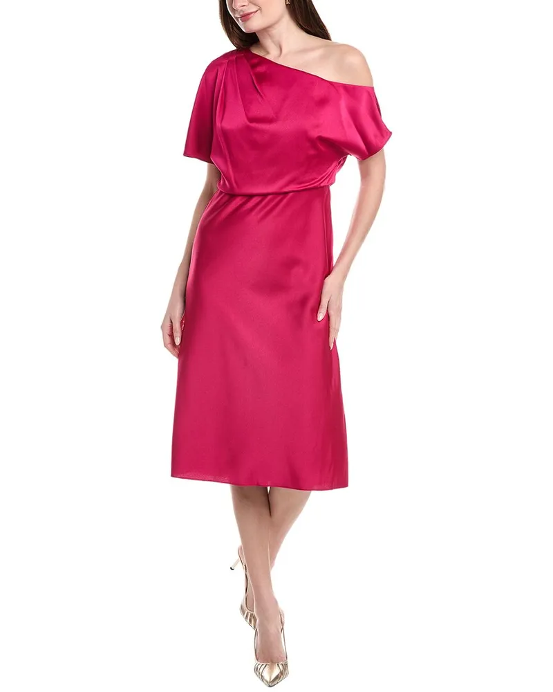 Aidan Mattox Crepe Back Satin Midi Dress Pink