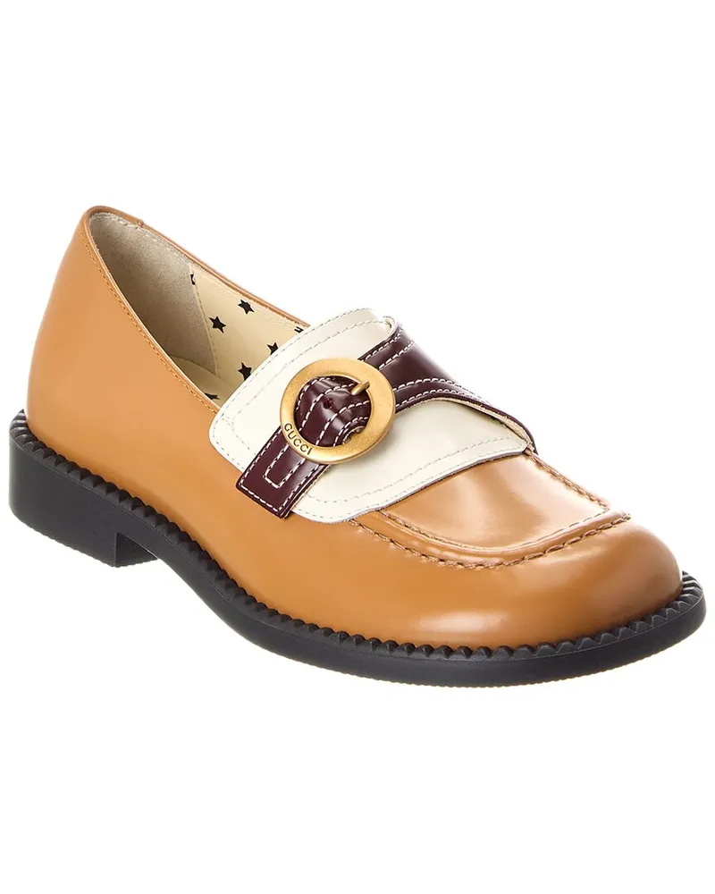 Gucci Double G Leather Loafer Brown