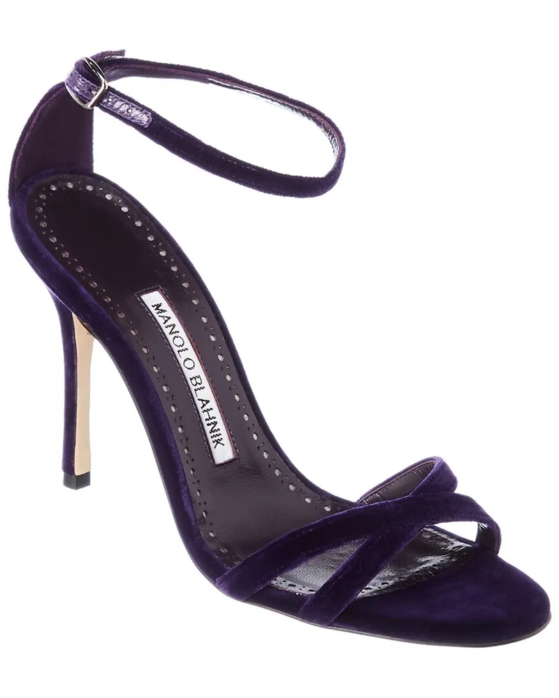 Manolo Blahnik Paloma 105 Velvet Sandal Purple