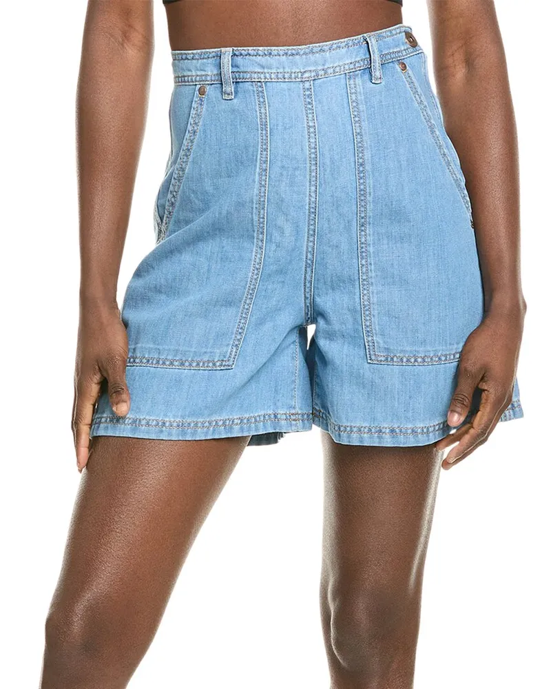 Max Mara Elicia Linen-Blend Short Blue