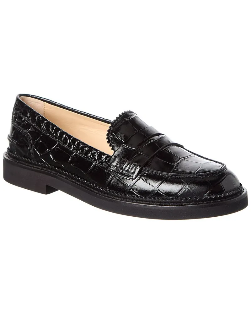 TOD'S TOD’s Croc-Embossed Leather Loafer Blue