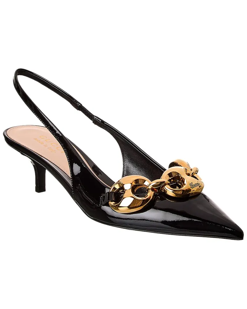 Gucci Marina Patent Slingback Pump Black