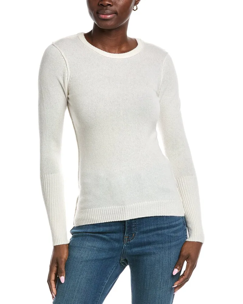 Autumn Cashmere Raw Edge Cashmere Sweater White