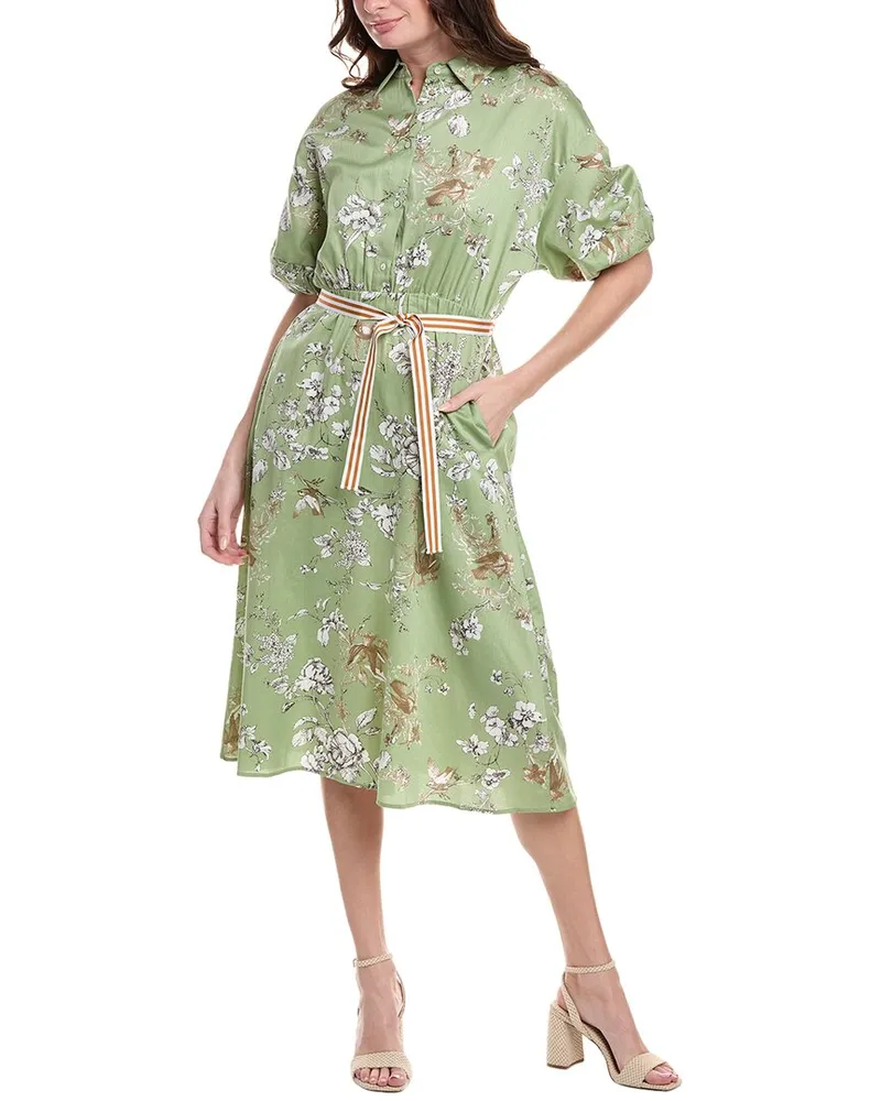 MARELLA iBlues Puff Sleeve Midi Dress Green