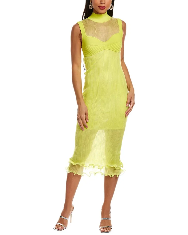 Hervé Léger Sheer Layered Midi Dress Nocolor