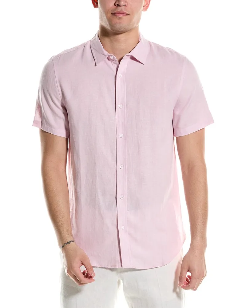 Onia Standard Linen-Blend Shirt Pink