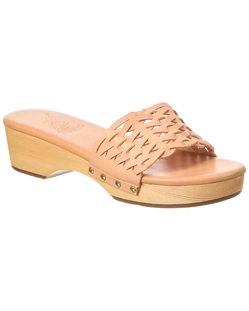 Ancient Greek Sandals Open Woven Leather Clog Brown