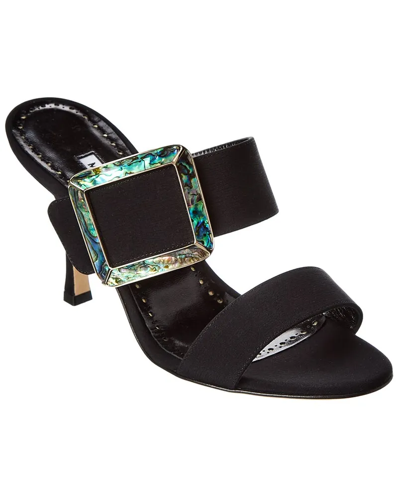 Manolo Blahnik Gable 90 Silk Sandal Black