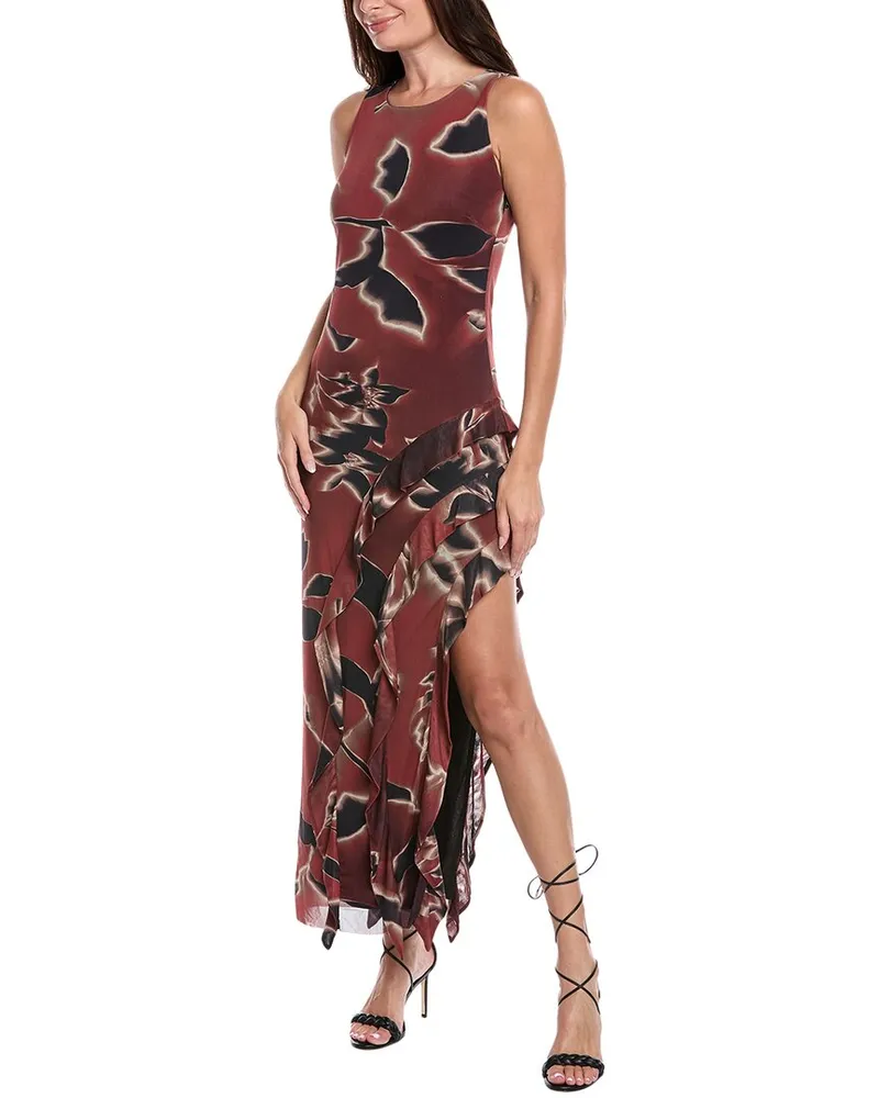 Kenneth Cole Ruffle Maxi Dress Brown
