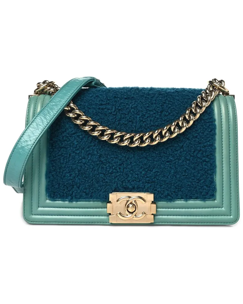 Chanel Turquoise Calfskin Shearling Medium Boy Flap Turquoise (Authentic Pre-  Loved Nocolor