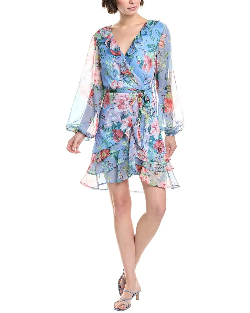 Bardot Triple Frill Mini Dress Blue