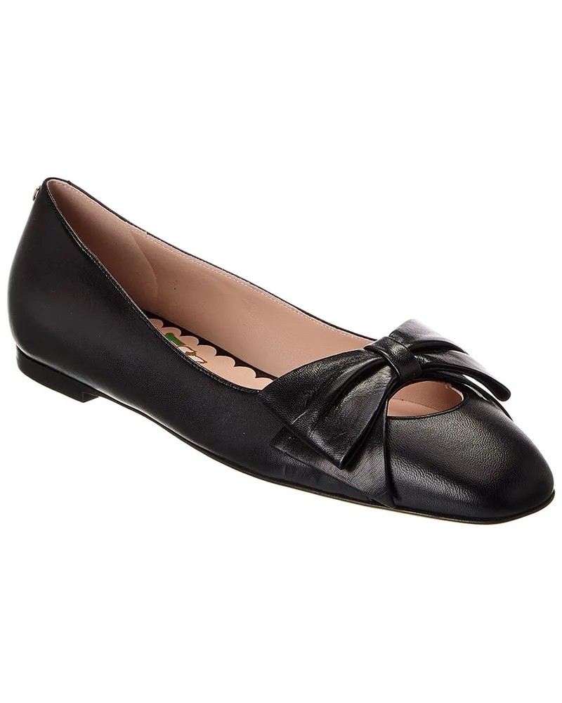 Valentino Garavani Bowow Leather Ballet Flat Black