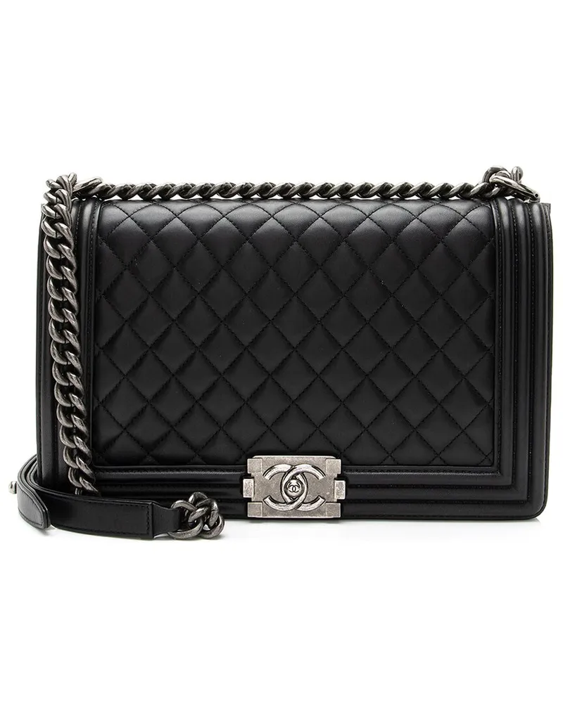 Chanel Black Quilted Lambskin Leather Medium Boy Shoulder Bag (Authentic Pre-Loved Nocolor
