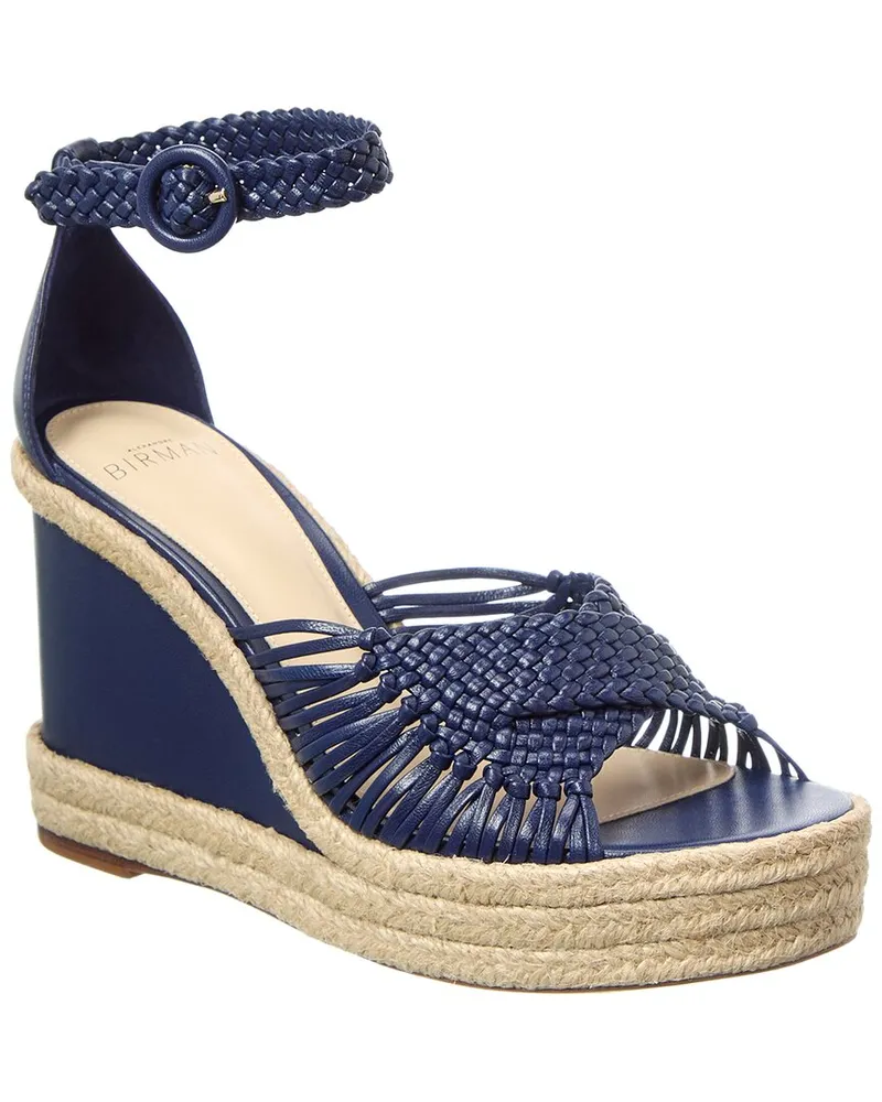 Alexandre Birman Ellie Leather Wedge Sandal Blue