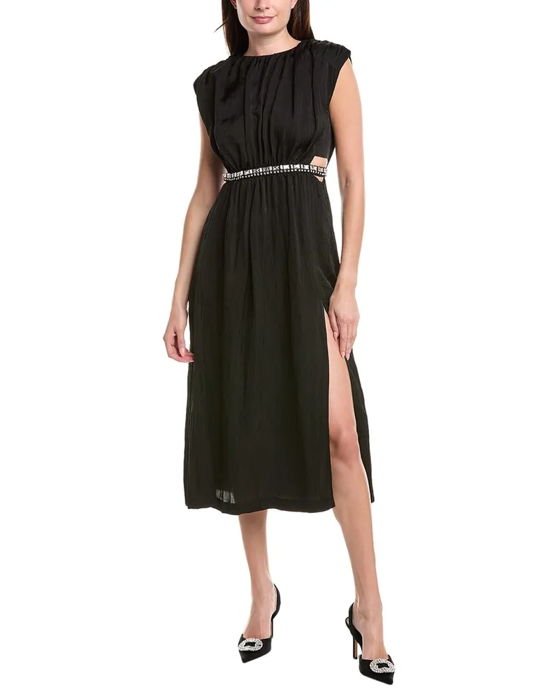 Sandro Crystal Waist Midi Dress Black