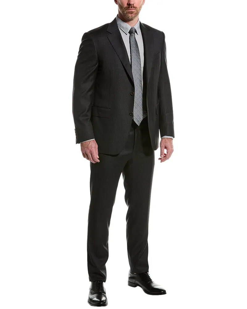 Canali Wool Suit with Flat Front Pant Grey