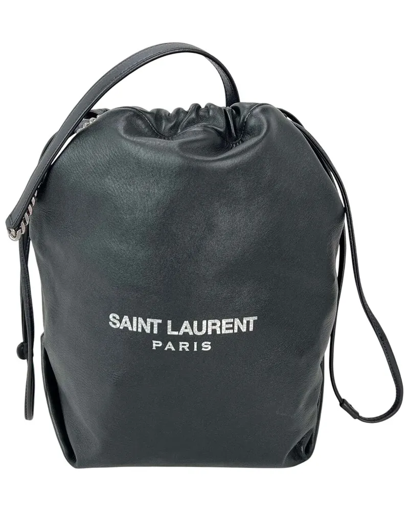 Saint Laurent Black Nylon Teddy Drawstring Sac Bucket Bag (Authentic Pre-Loved Nocolor