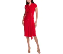 Gathered Faux Wrap Dress