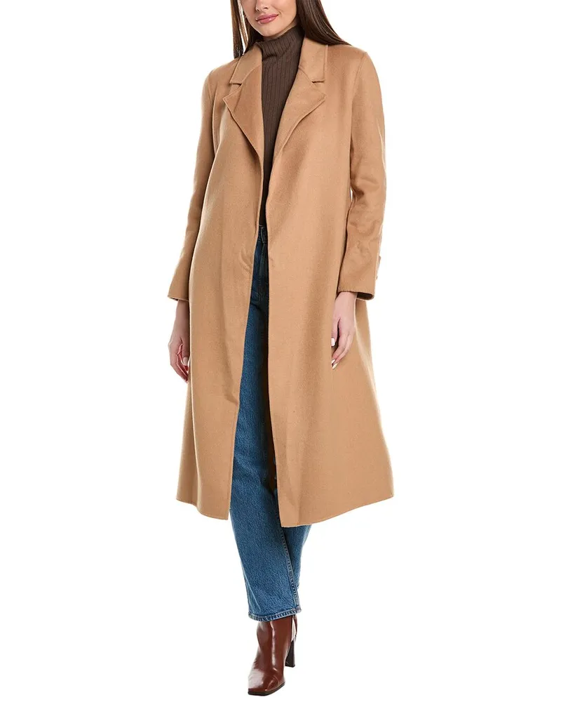 Reiss Emile Long Belted Blindseam Coat Beige