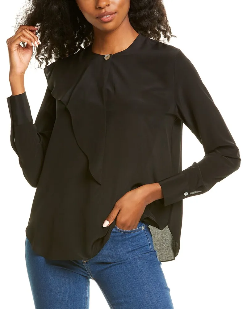 Vince Asymmetric Flutter Silk Blouse Nocolor
