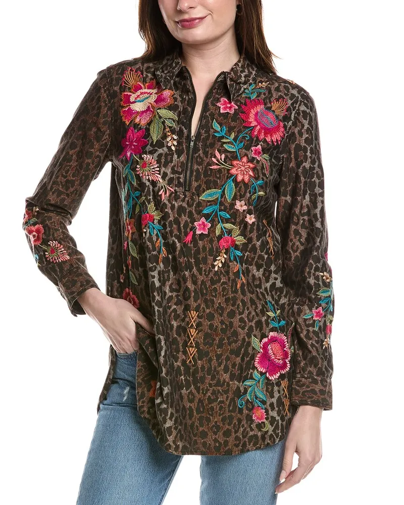 Johnny Was Nylah Shirt Tunic Brown