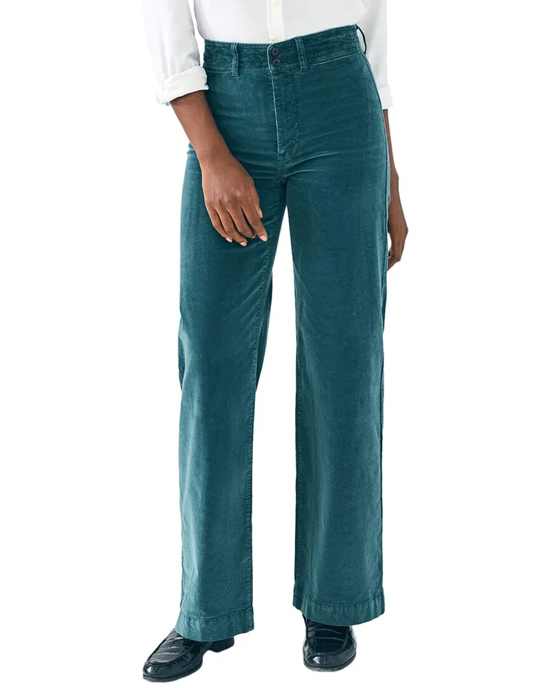 Faherty Stretch Cord Wide Leg Pant Green