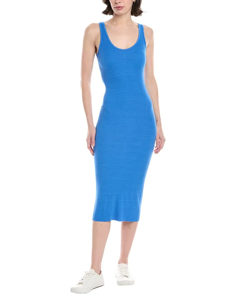 Enza Costa Ribbed Tank Silk-Blend Midi Dress Blue