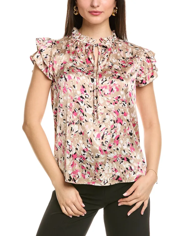 Anne Klein Ruffle Sleeve Tie Blouse White