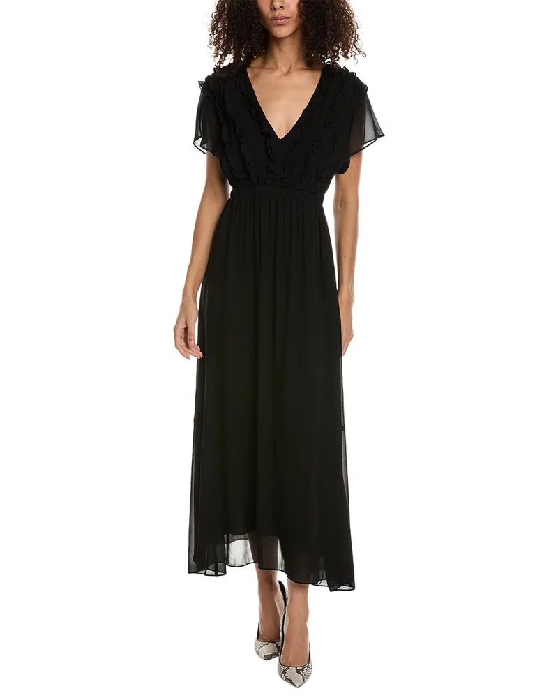 The Kooples Ruffle Midi Dress Black