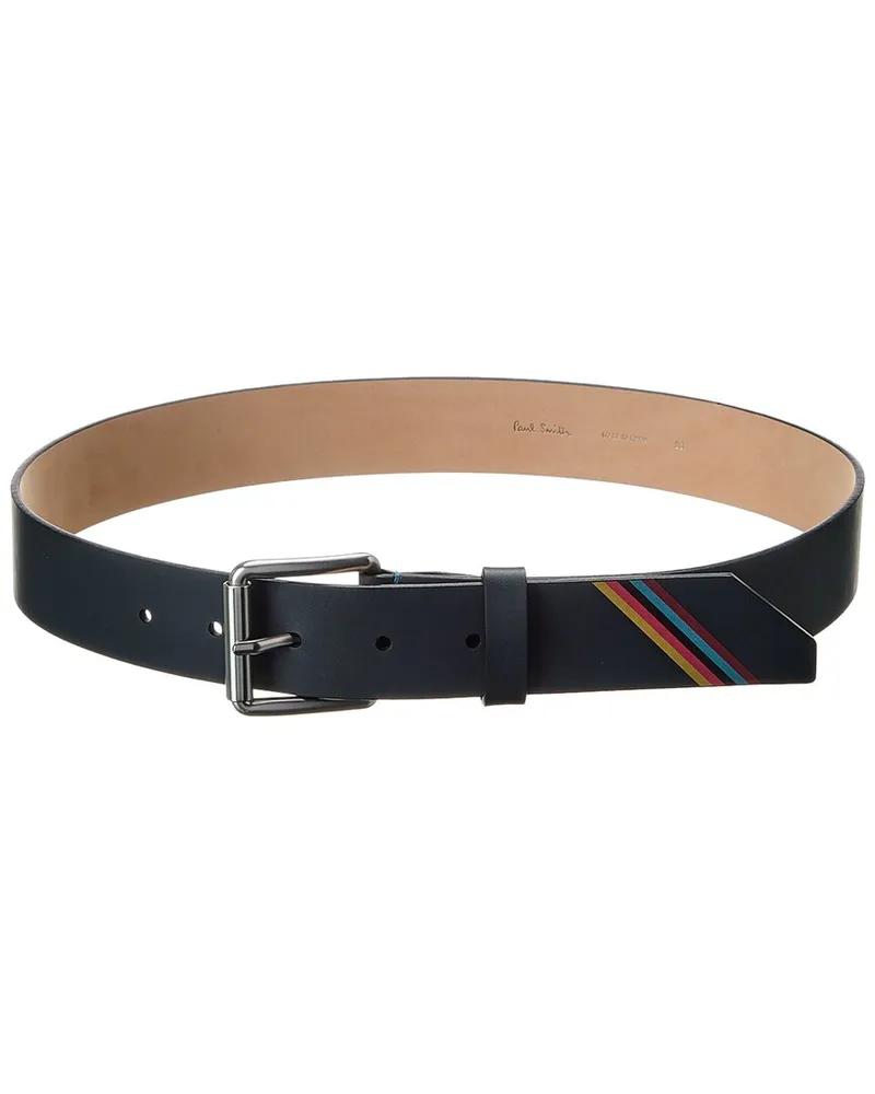 Paul Smith Artist Stripe Leather Belt Blue