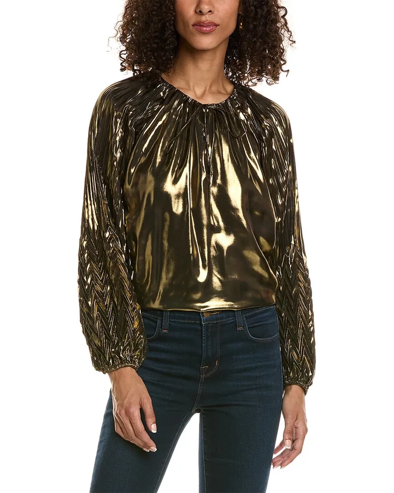 Johnny Was Gem Pleated Blouse Yellow