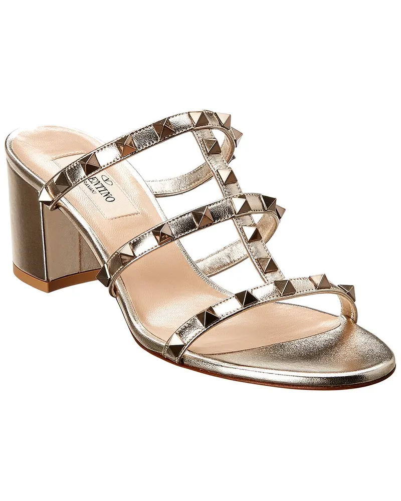 Valentino Garavani Rockstud Caged 60 Leather Sandal Grey