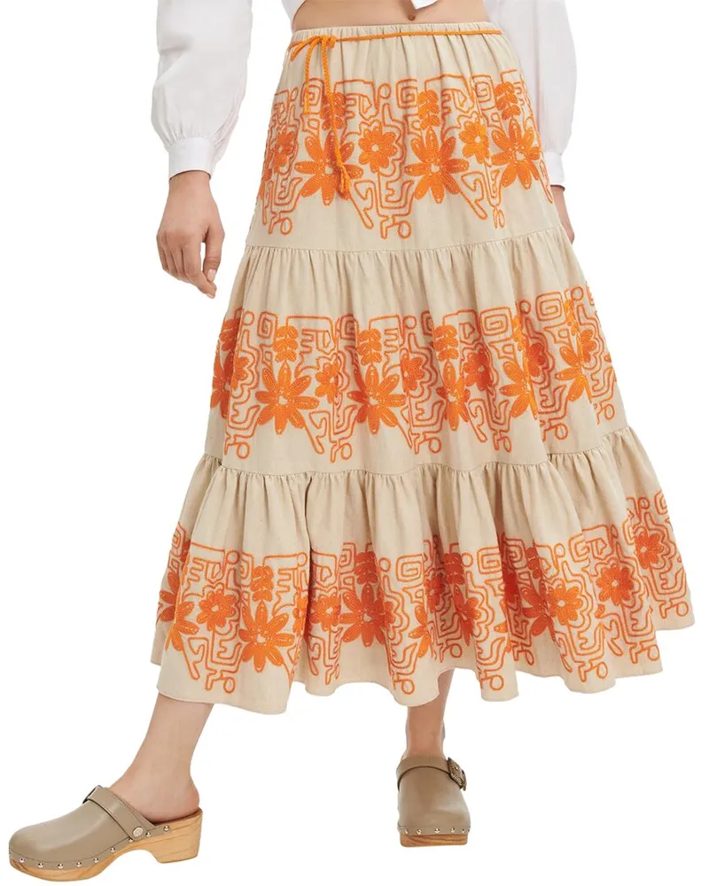 Maje Linen-Blend Skirt Nocolor