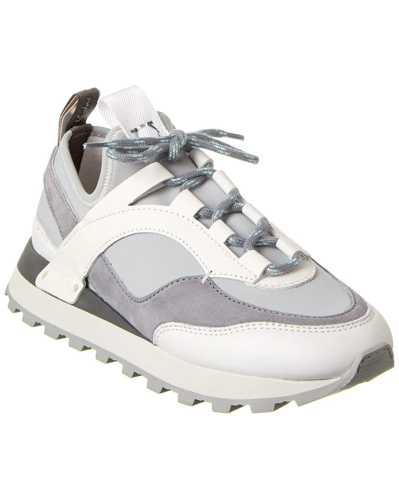Ferragamo Indy Leather & Suede Sneaker Green