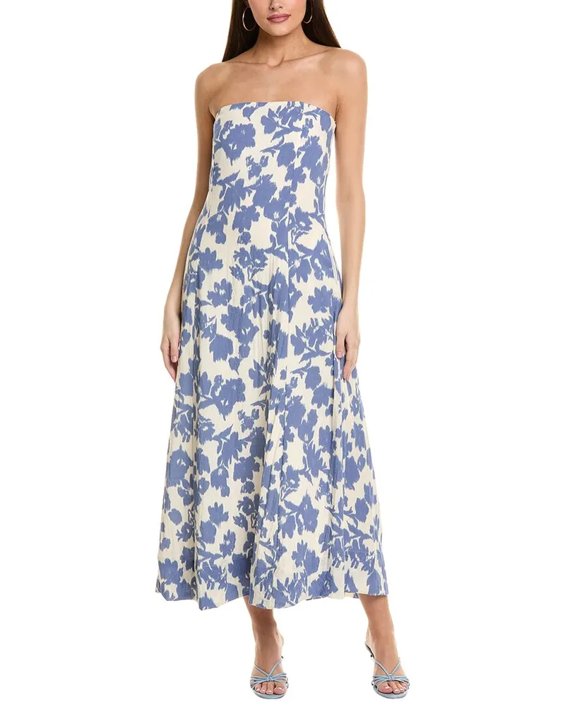 1.STATE Strapless Smocked Back Maxi Dress Blue