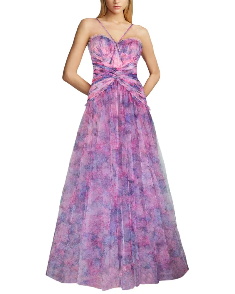 Zac Posen Halter Strap Tulle Gown Nocolor