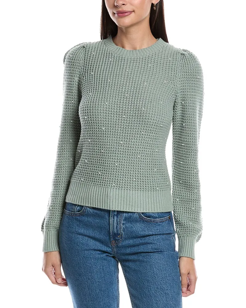 Michael Stars Francesca Puff Sleeve Wool-Blend Sweater Green